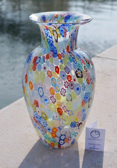 Big Murano Glass Vase With Murrina Millefiori