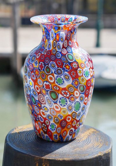 Vaso Vetro Murano Con Murrina Millefiori - Made Murano Glass