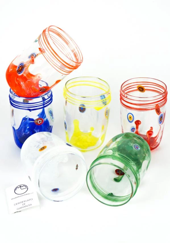 Carnevale - Set Of 6 Murano Drinking Glasses - Goto De Fornasa