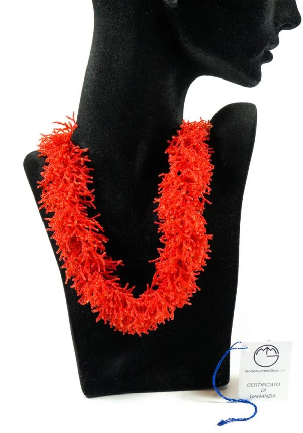 Coral Necklace In Murano Glass - Murano Jewelry