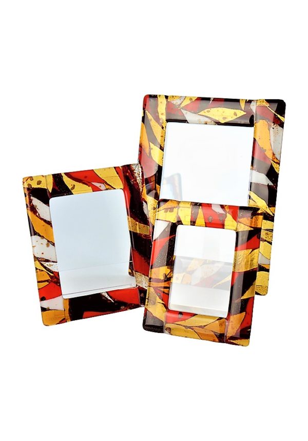Picture Frame Murano Glass – Red Flakes Gold Leaf 24kt