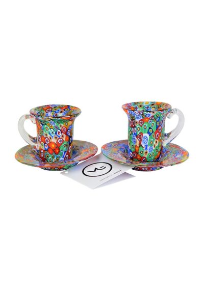 Set Of 2 Coffee Murano Glasses With Plate – Murano Glass