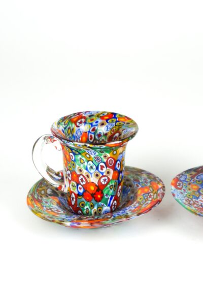 Set Of 2 Coffee Murano Glasses With Plate - Murano Glass