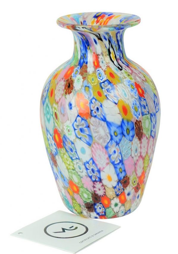 Venetian Glass Vase - Harlequin - With Murrina Millefiori