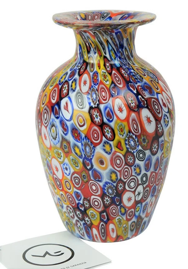 Venetian Glass Vase - Pasta - With Murrina Millefiori - Made