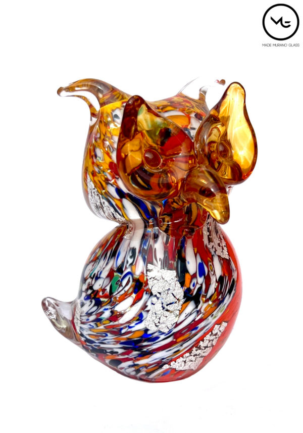 murano glass sculpture animal owl amber sommerso
