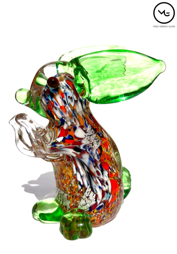 Collection Aida Sommerso Green Murano Glass Rabbit Made Murano Glass