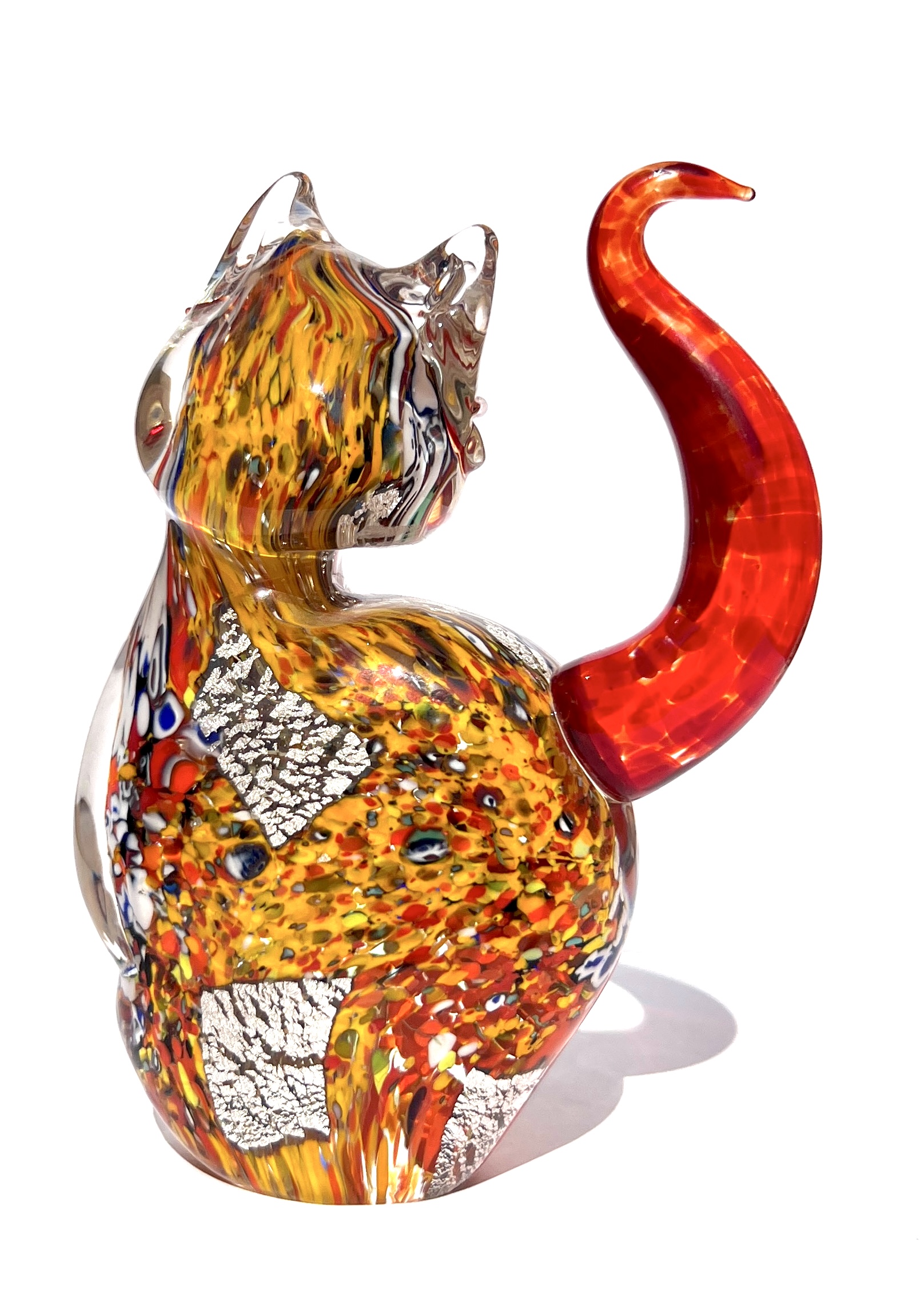 Collection Aida Sommerso - Red Murano Glass Cat - Made Murano Glass