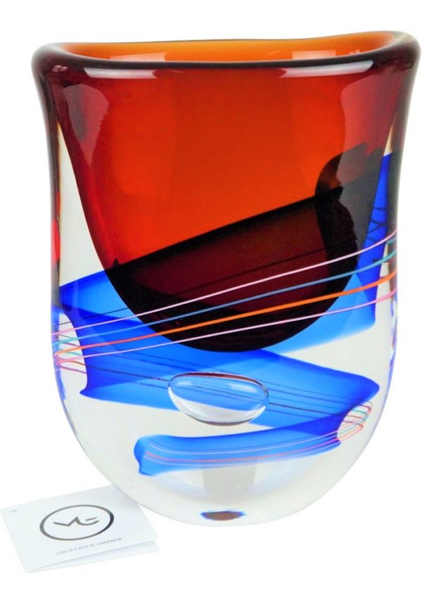Bach - Sommerso Murano Vase - Red Blue