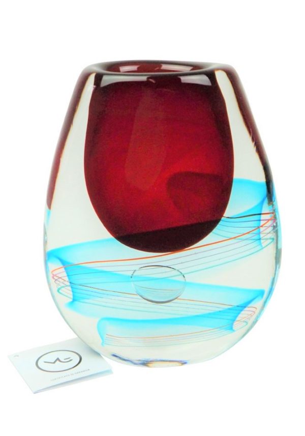 Mozart - Sommerso Murano Vase - Red Light Blue