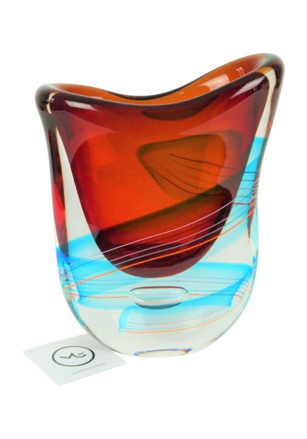 Schubert - Sommerso Murano Vase - Red Light Blue