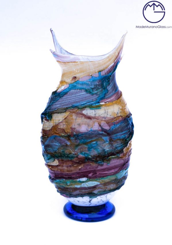 New Venice - Murano Glass Vase Sbruffi Blue