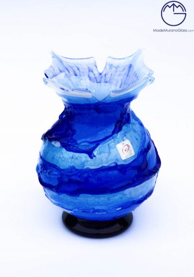 Napoli - Murano Glass Vase Sbruffi Blue