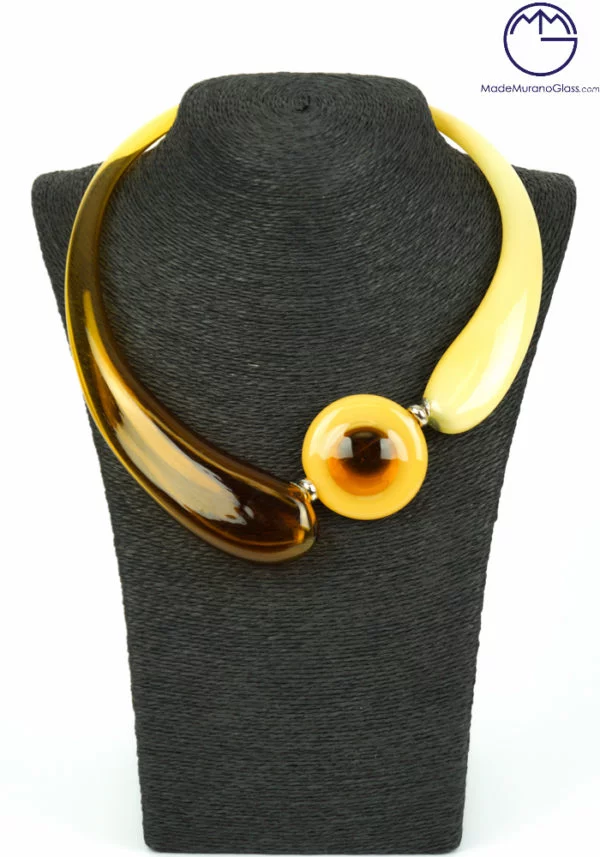Agar - Amber Opaline Necklace - Made Murano Glass