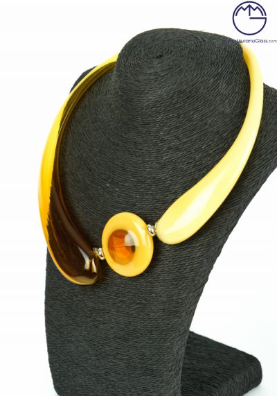 Agar - Amber Opaline Necklace - Made Murano Glass