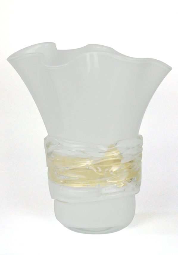 Orodory - Exclusive White Glass Vase With Real Gold Leaf 24k