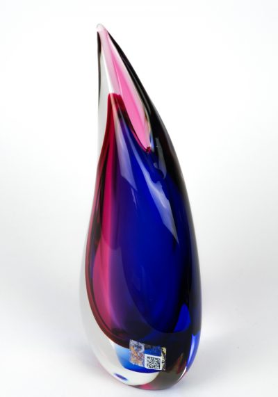 Sofia - Vaso Sommerso Rubino Blu - Made Murano Glass