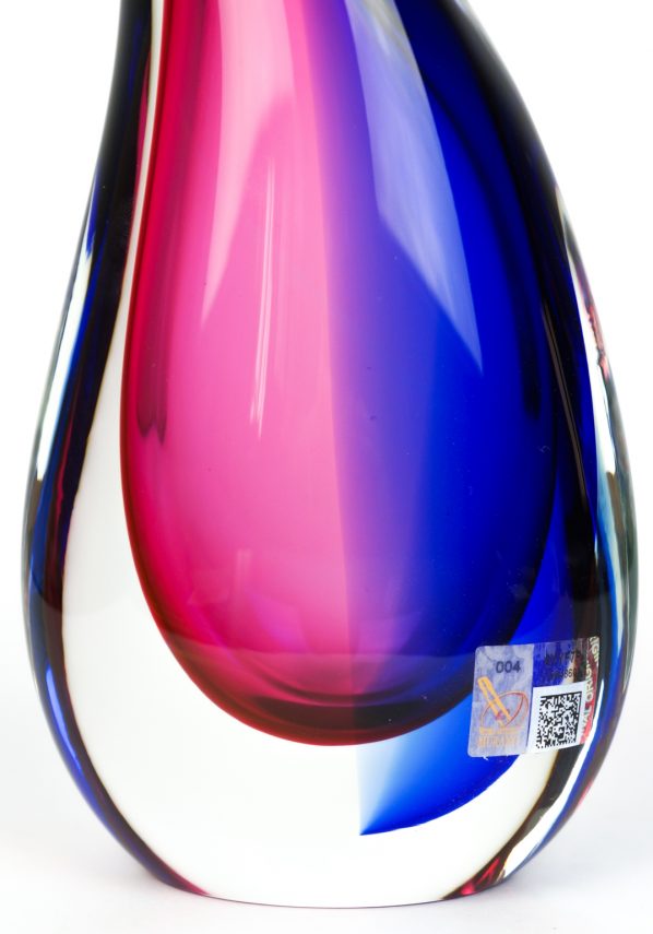Sofia - Vaso Sommerso Rubino Blu - Made Murano Glass