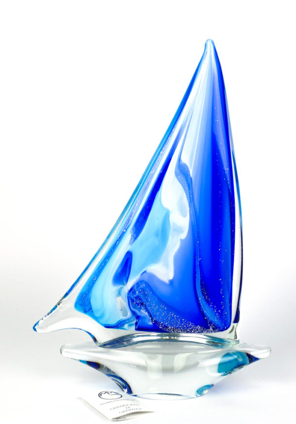 Barca A Vela Media Calcedonio Blu - Made Murano Glass