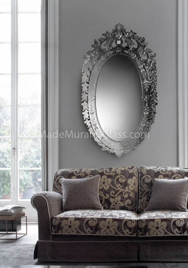 Silver Murano Mirror - Faro - Venetian Glass