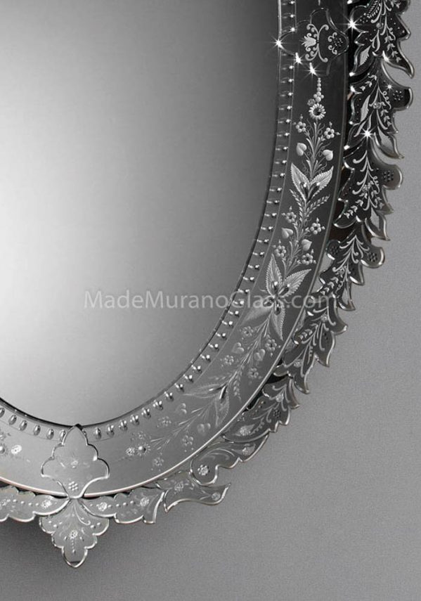 Silver Murano Mirror - Faro - Venetian Glass