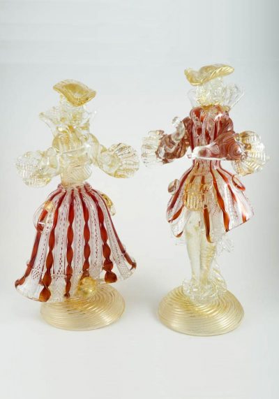 Murano Glass Figurines - Dancers With “ZANFIRICO“ And Gold 24 Carats