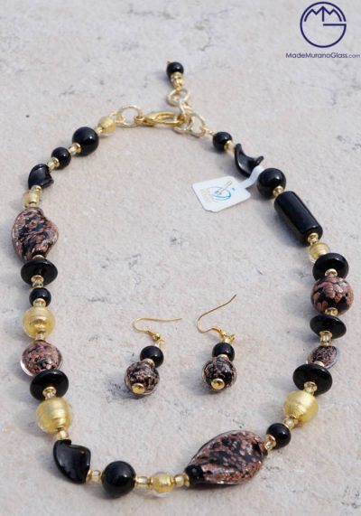 Desert – Necklace And Earrings In Murano Glass – Venetian Glass Jewellery