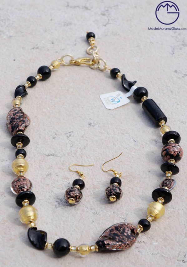 Desert - Necklace And Earrings In Murano Glass - Venetian Glass Jewellery