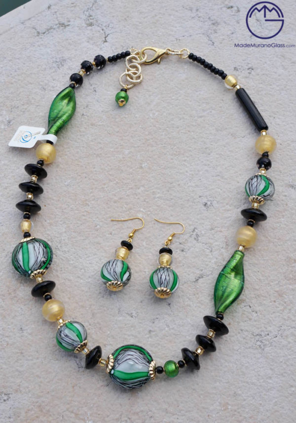 Glasgow - Necklace And Earrings In Murano Glass - Venetian Glass Jewellery