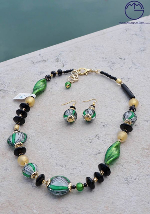 Glasgow - Necklace And Earrings In Murano Glass - Venetian Glass Jewellery