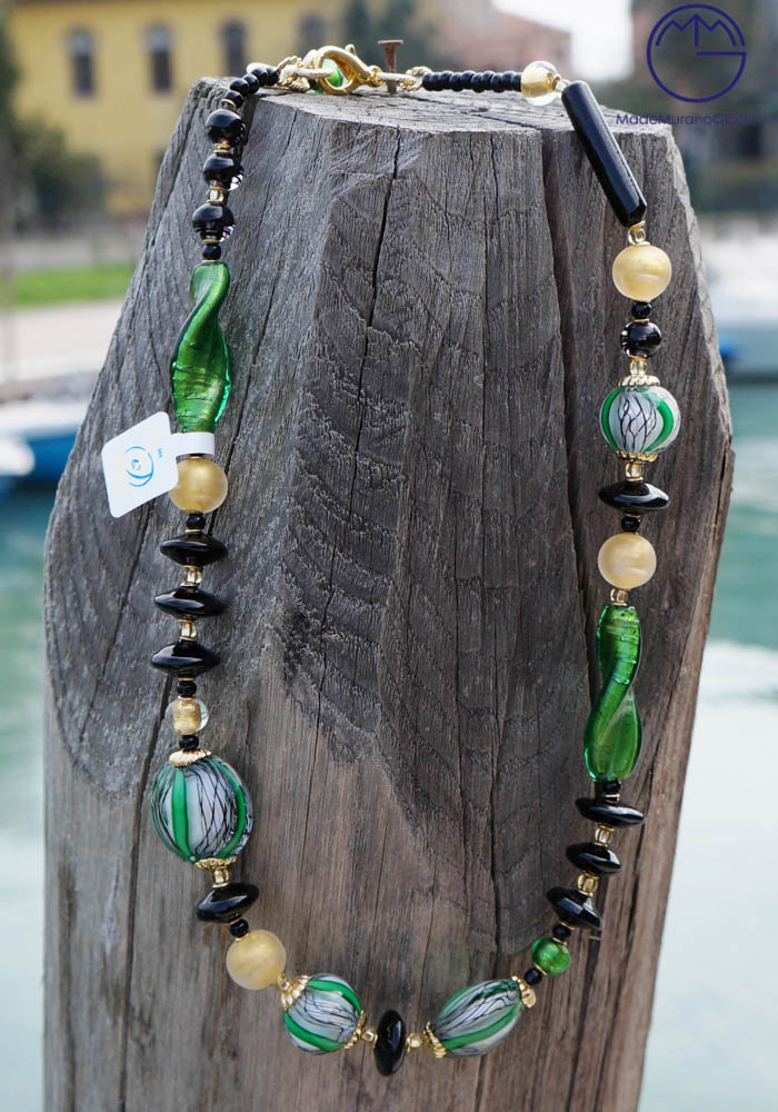 OMANE Green Murano Glass Necklace