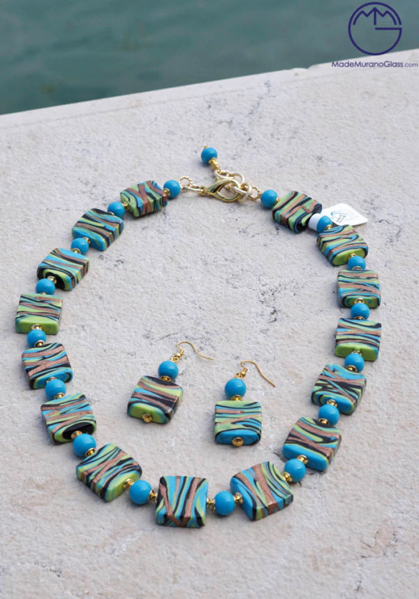 Ocean - Necklace And Earrings In Murano Glass - Venetian Glass Jewellery