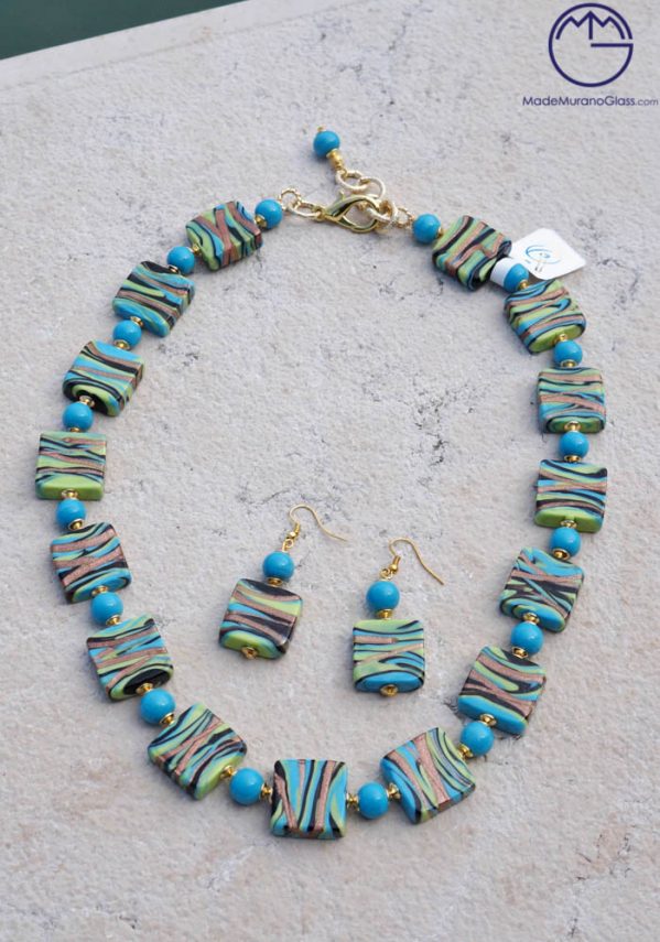 Ocean - Necklace And Earrings In Murano Glass - Venetian Glass Jewellery