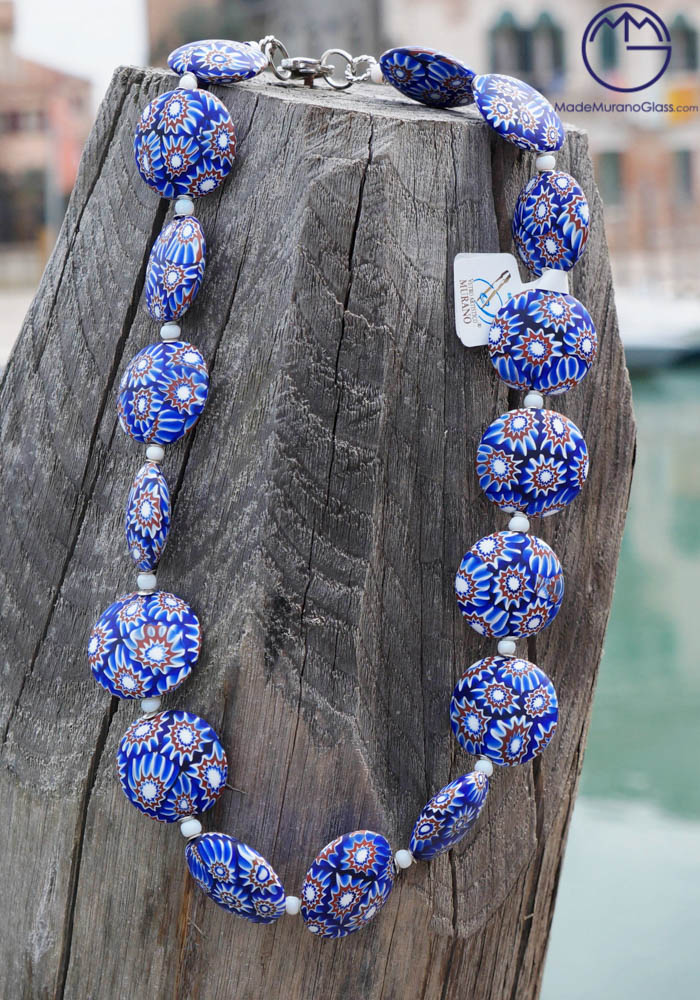 Chicago - Venetian Glass Jewellery - Necklace In Murano Glass With Murrina