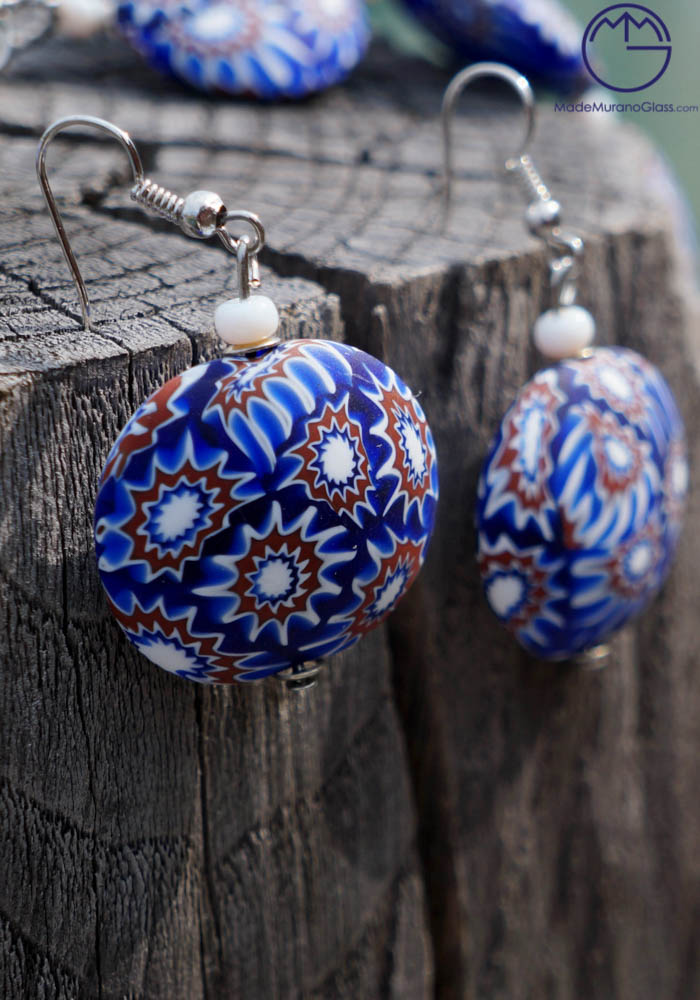 Chicago - Murano Glass Necklace And Earrings - Made Murano Glass