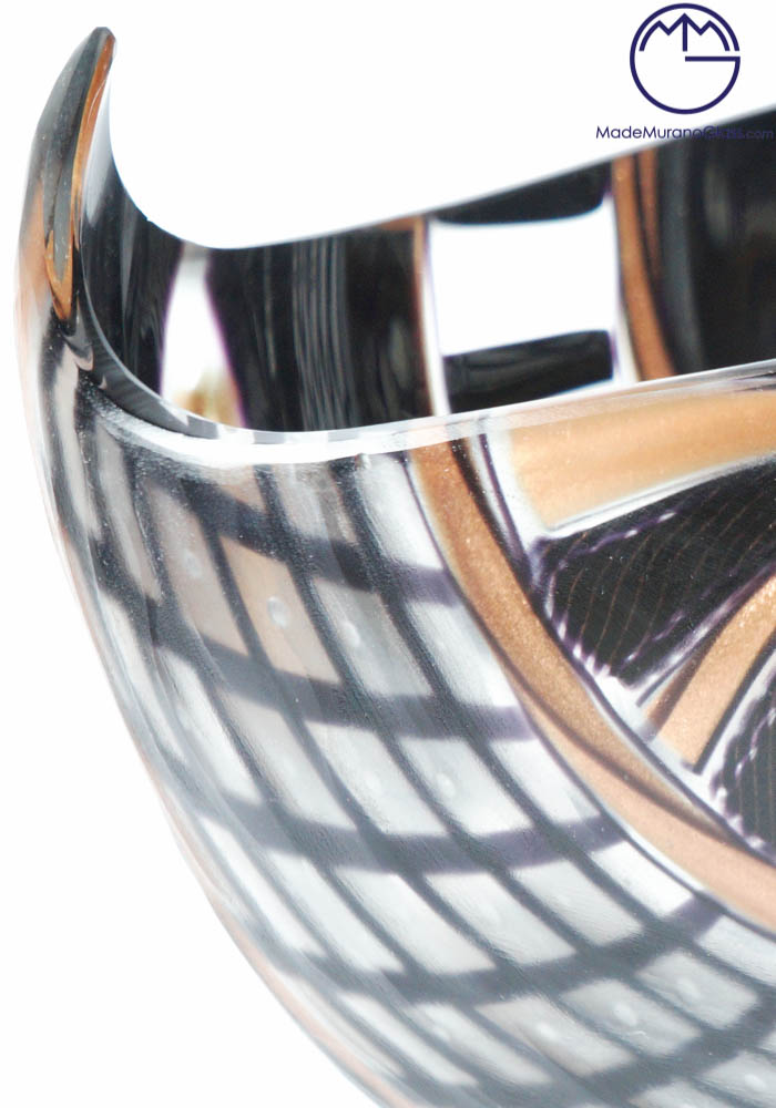 El Santo - Black Murano Glass Bowl Engraved