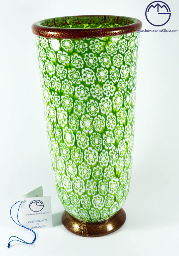 Exclusive Venetian Glass Vase With Murrina And Gold 24 Carats - Murano Glass