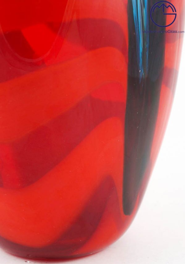 Vaso Esclusivo In Vetro Di Murano A Raggi Rosso