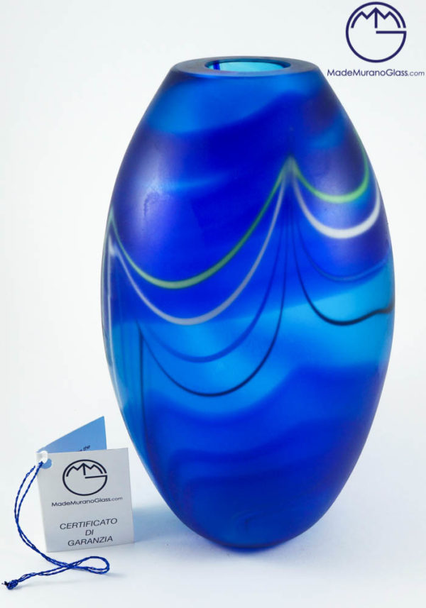 Exclusive Venetian Glass Vase Blue - Murano Glass -