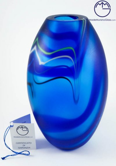 Exclusive Venetian Glass Vase Blue - Murano Glass -