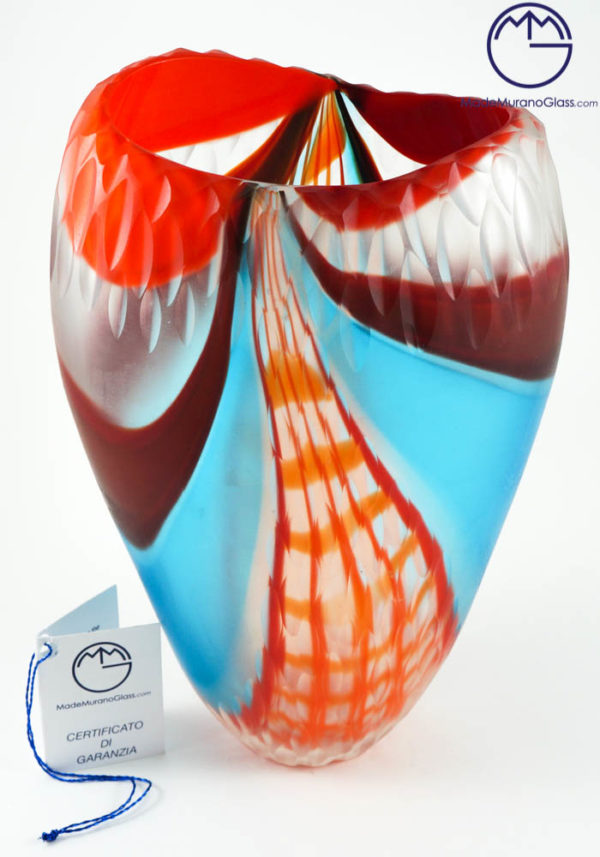 Stefy - Exclusive Venetian Glass Vase Engraved - Murano Glass