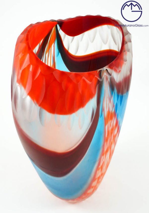 Stefy - Exclusive Venetian Glass Vase Engraved - Murano Glass