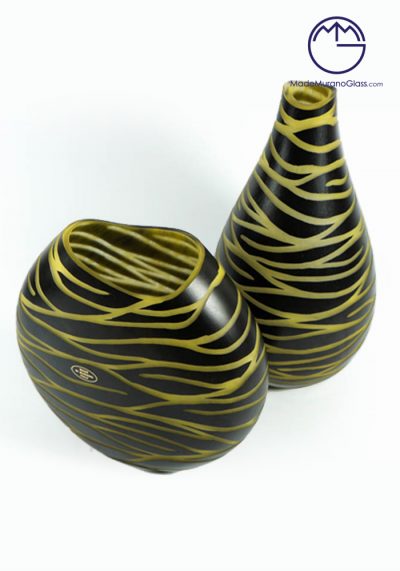Mistery - Couple Venetian Glass Vase Engraved