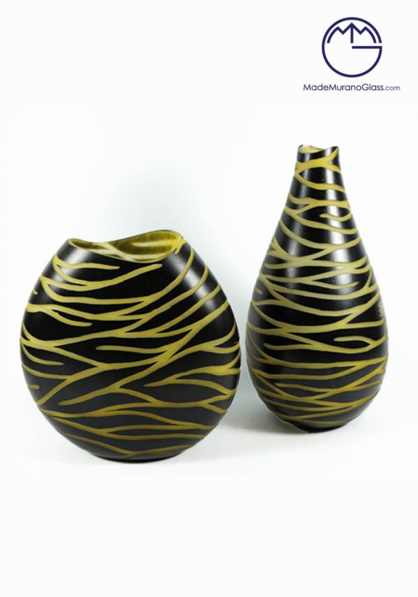 Mistery - Couple Venetian Glass Vase Engraved