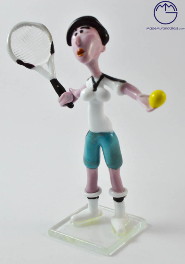 Murano Glass Figurines - Tennis Player - Murano Art