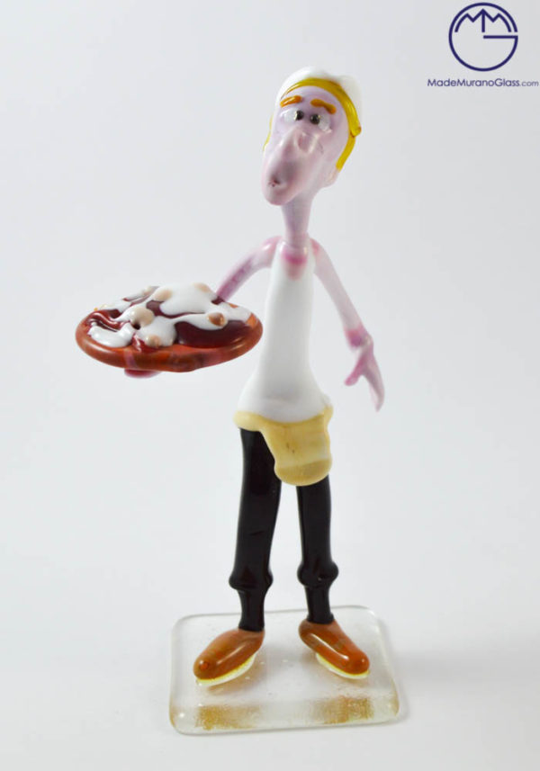 Murano Glass Figurines - Pizza Man - Venetian Glass