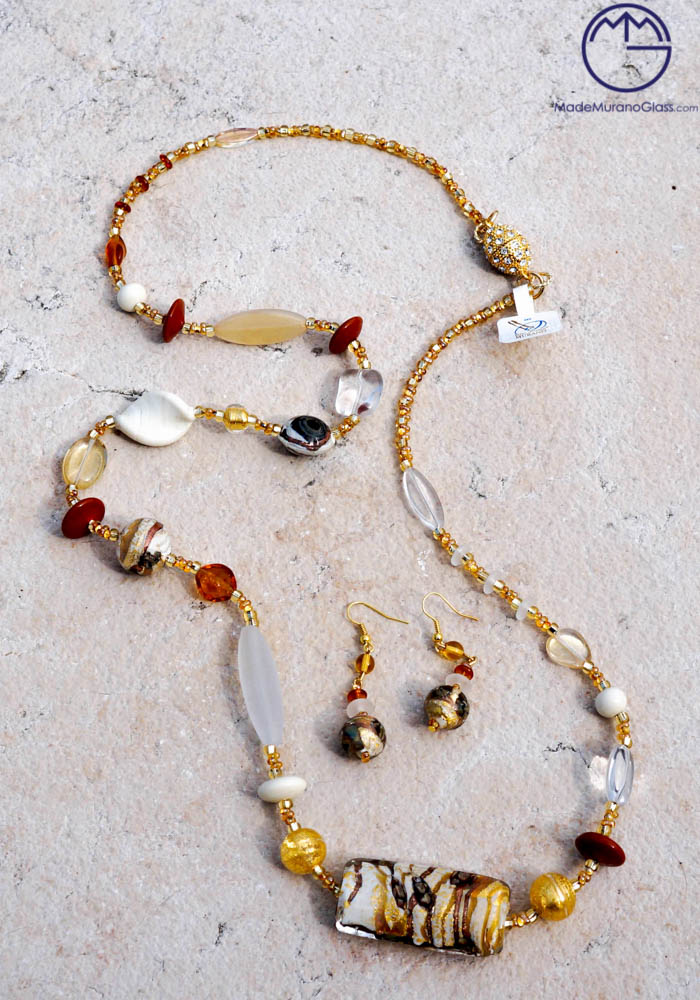 Newcastle – Necklace And Earrings In Murano Glass – Venetian Glass Jewellery
