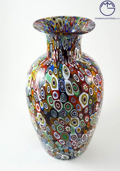Exclusive Venetian Glass Vase With Murrina - Murano Glass