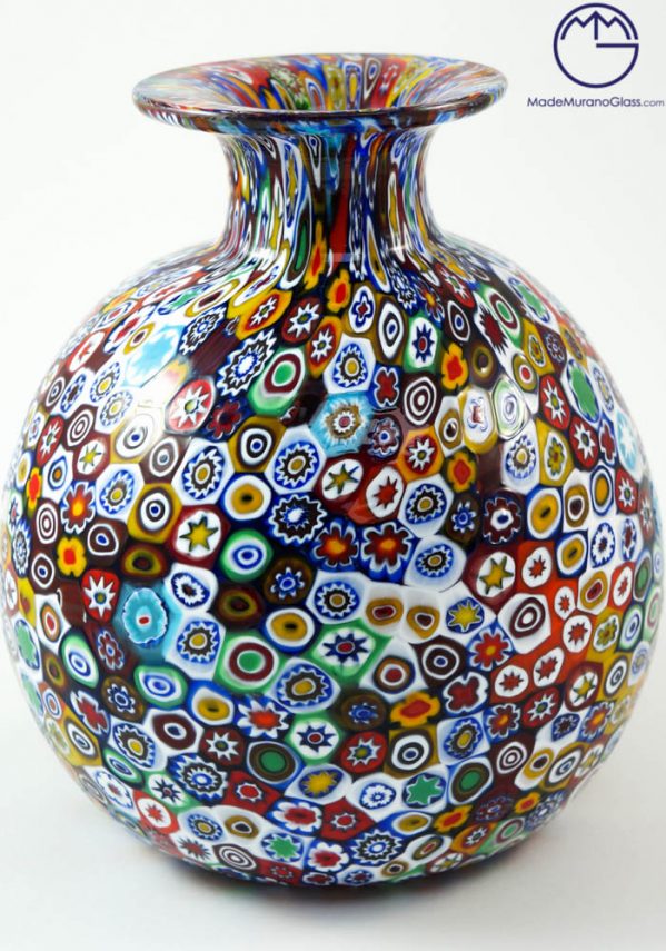 Venetian Glass Vase With Murrina Millefiori
