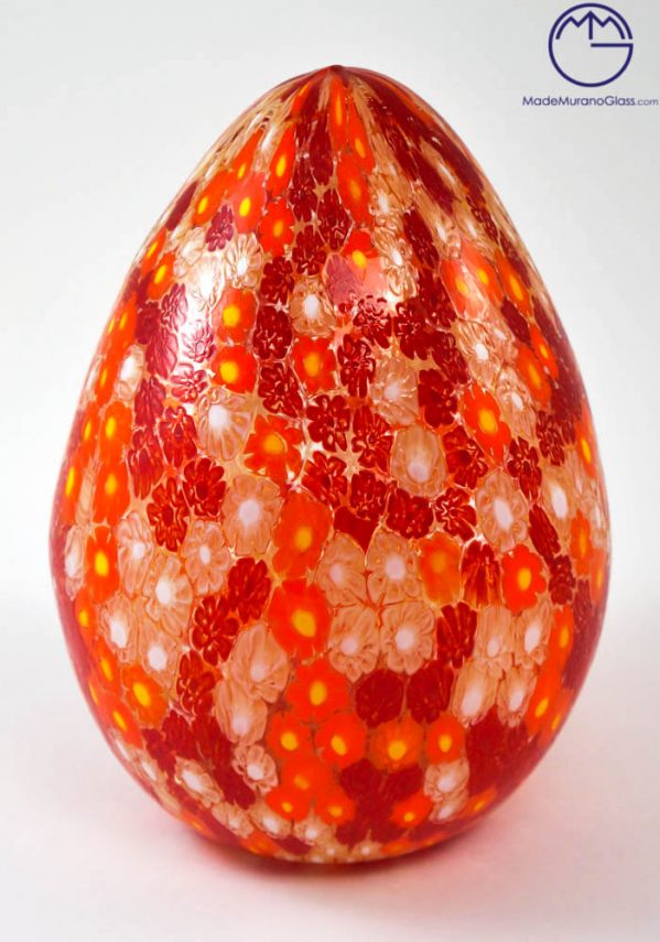 Egg In Venetian Blown Glass With Murrina